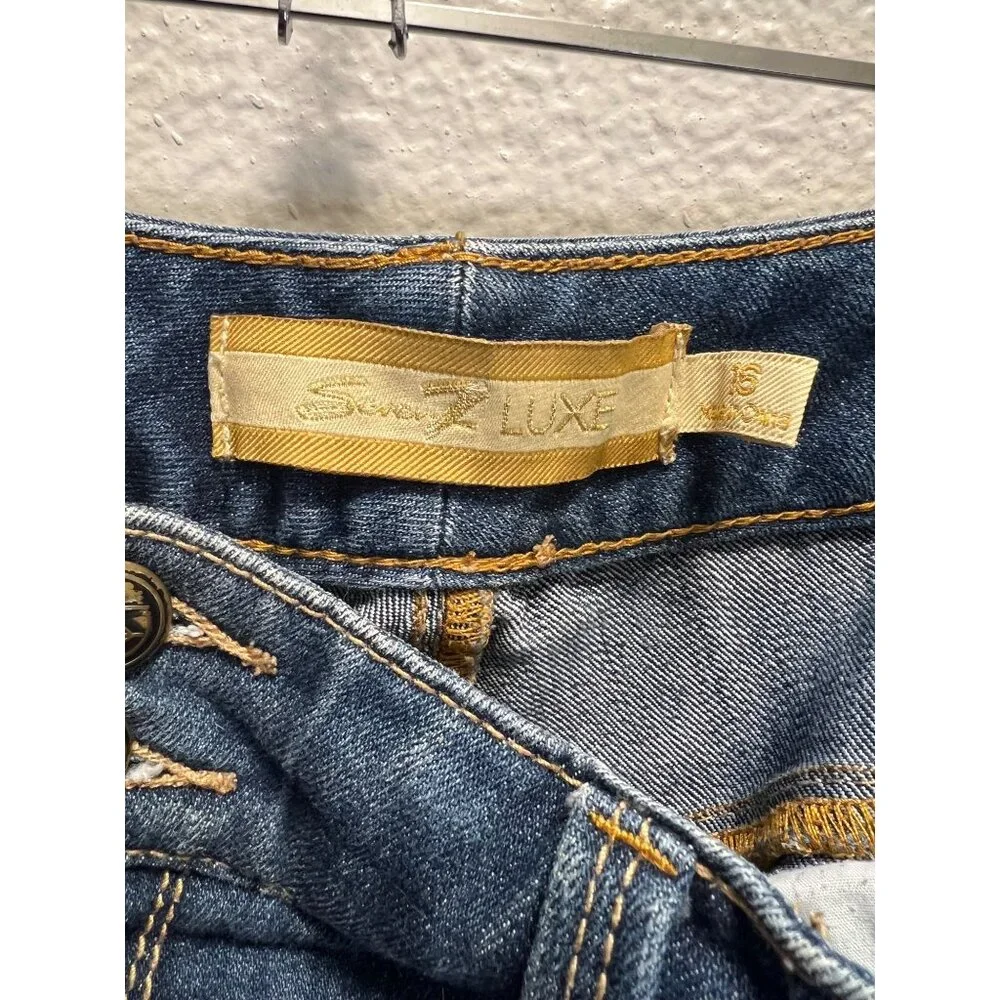 Seven7 Luxe Womens Blue Denim Jeans W/ Rhinestone Back Pockets Size 16 - Picture 3 of 7